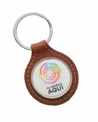 LLAVERO EN CUERO CON MEDALLA 345