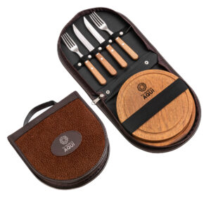 SET PORTA PLATOS CUERO GAMUZON 1020-2
