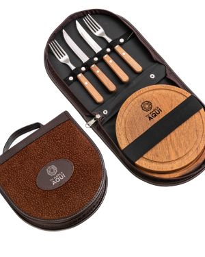 SET PORTA PLATOS CUERO GAMUZON 1020-2